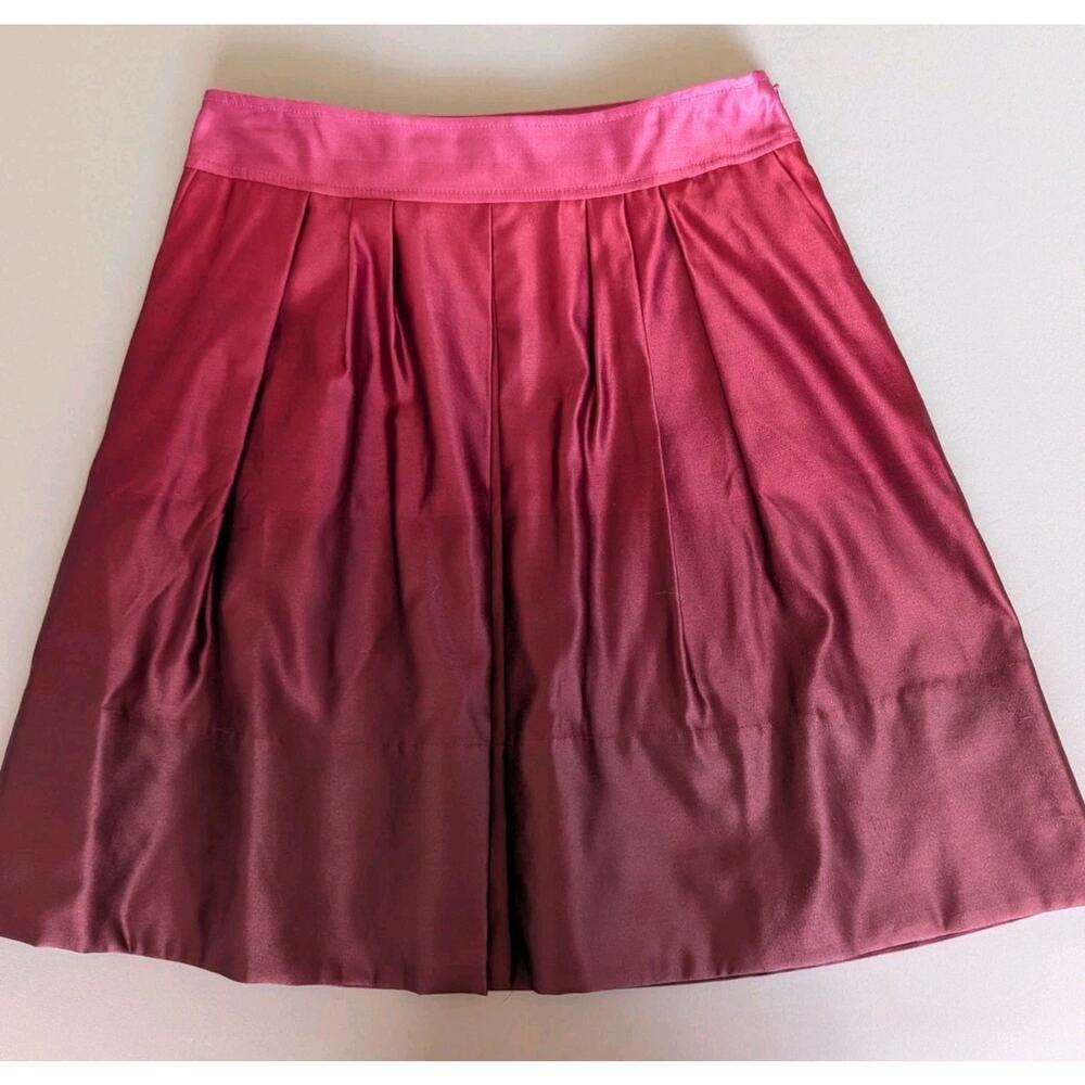 Ann Taylor Silk Blend A-Line Knee Length Burgundy Wine Ombre Size 6 Dress Skirt
